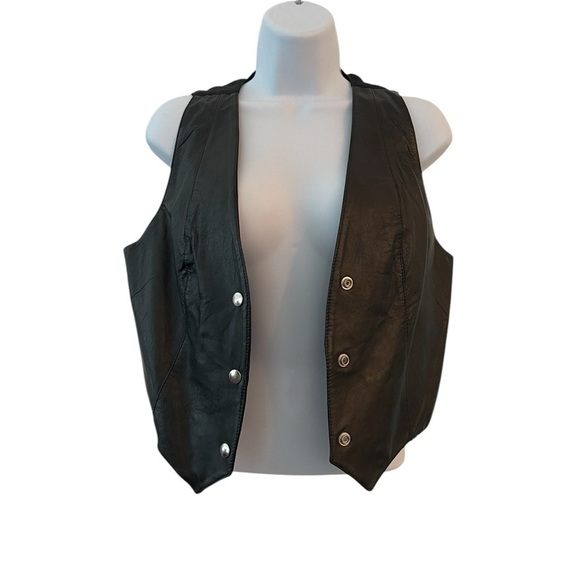 Wilson’s Leather Experts Women’s Black Vest Sz M – Vintage 90s Biker Grunge - Picture 2 of 9